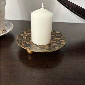 Brass Leopard Print Candle Holder or decorative plate